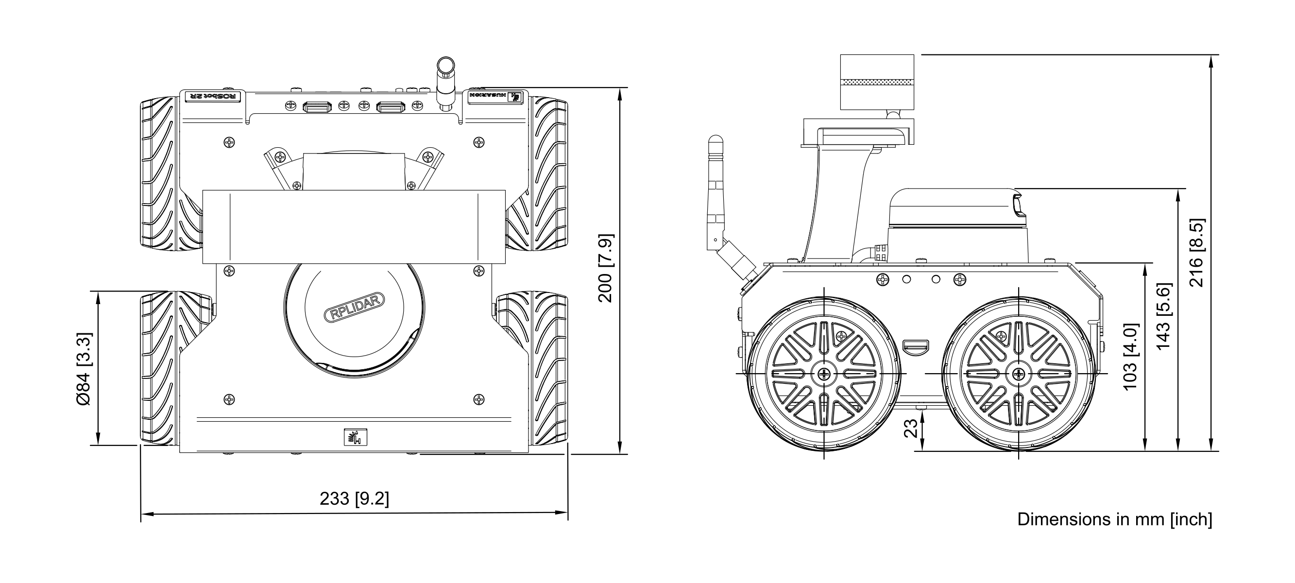 ROSbot 2R dimensions