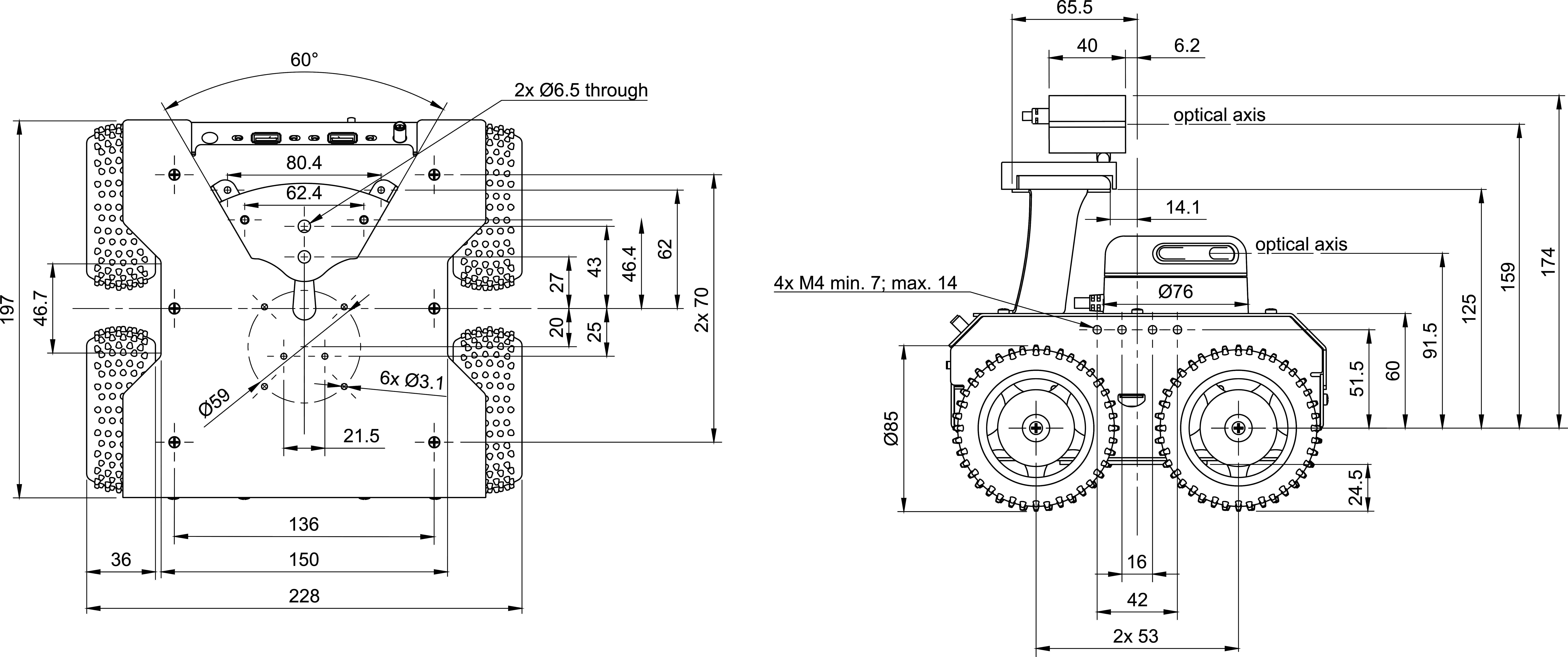 ROSbot 2 dimensions