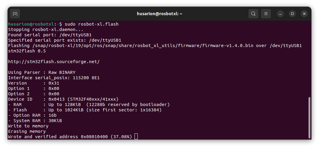 ROSbot XL firmware flashing