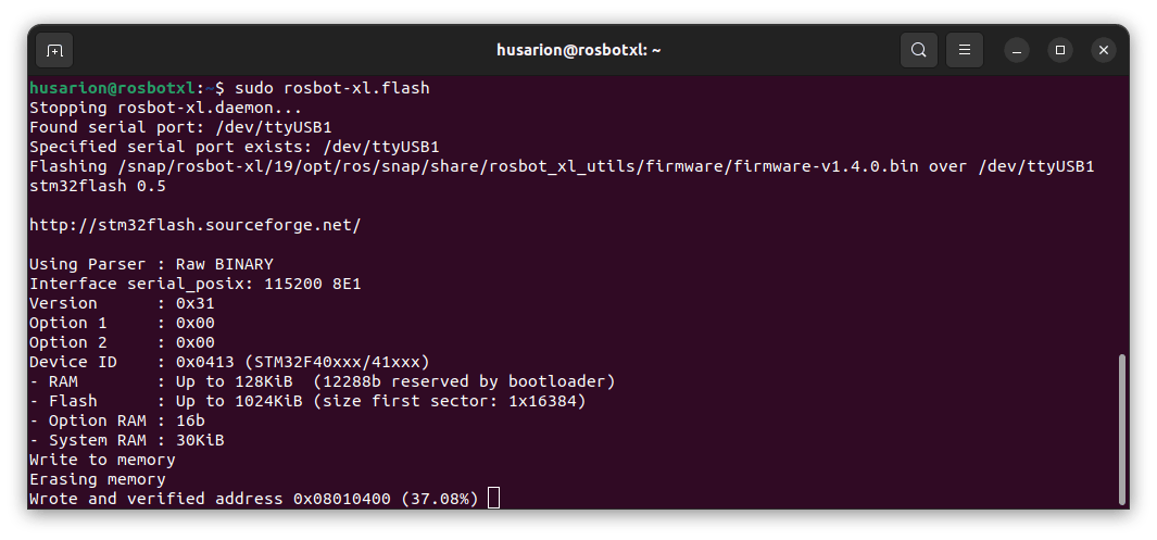 ROSbot XL firmware flashing