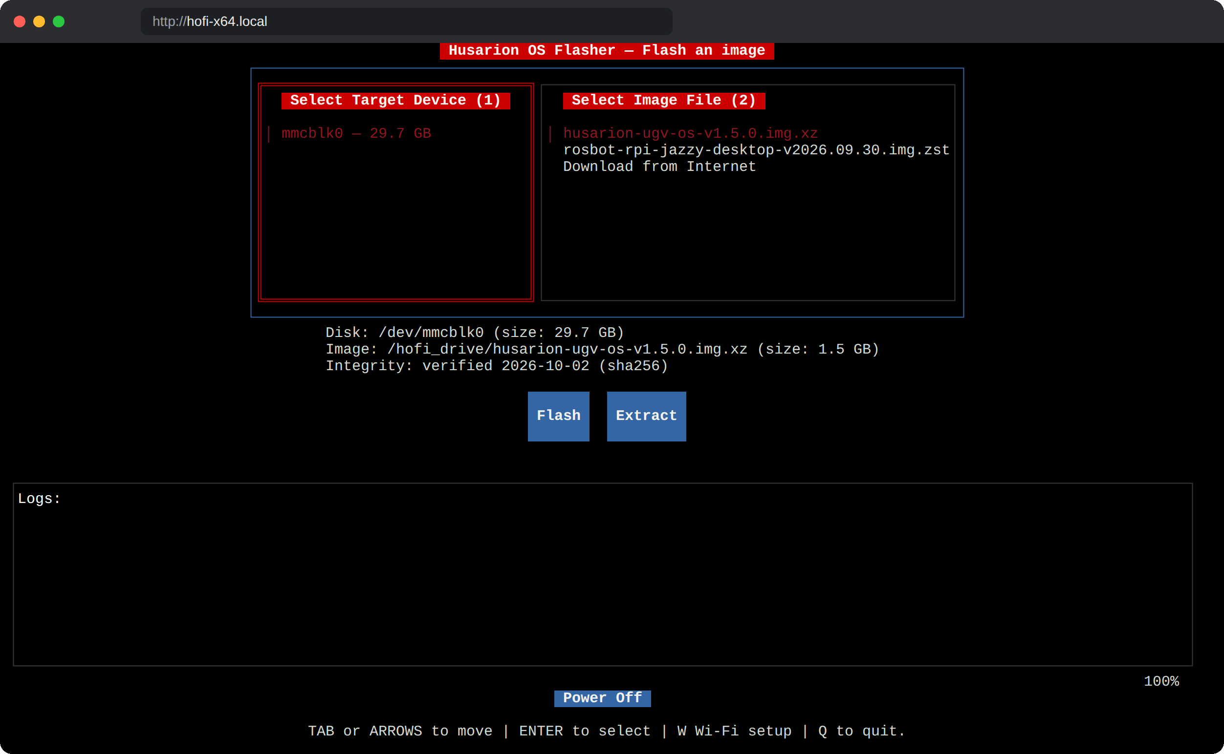 HOFI main screen in a web browser