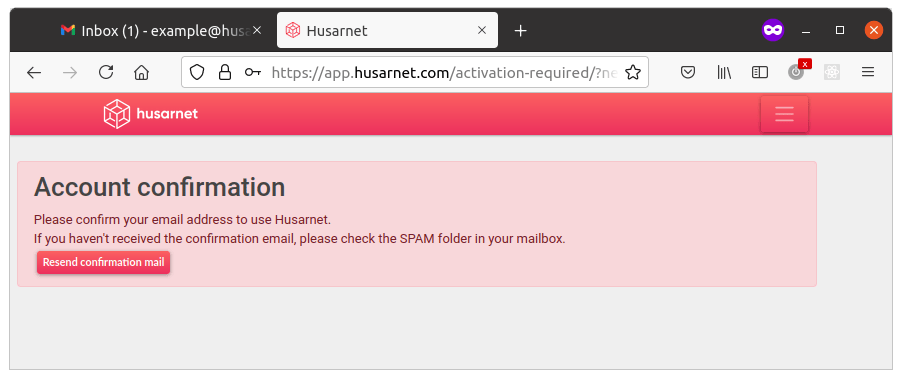 Husarnet Confirm Account