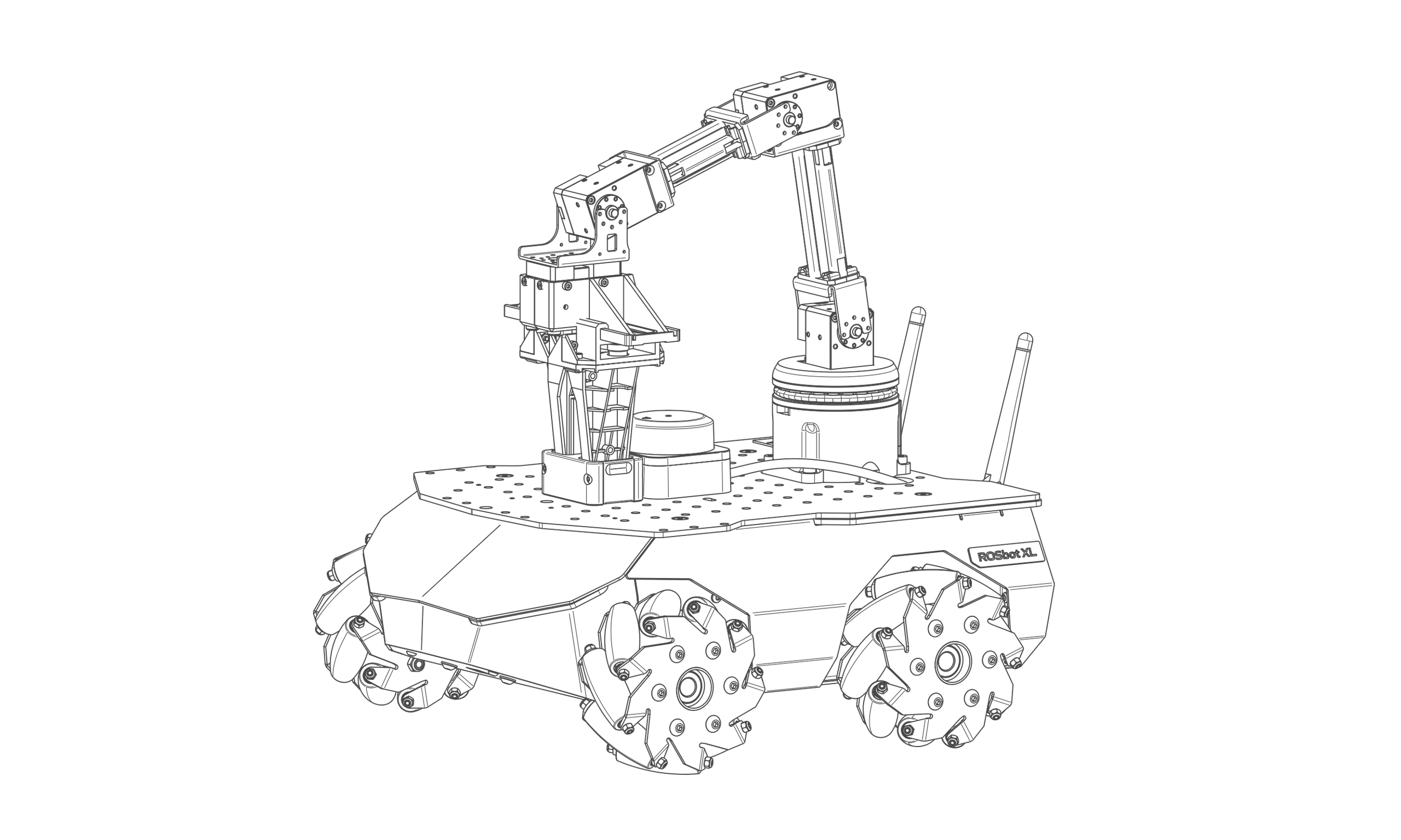 Fully assembled ROSbot XL with the manipulator