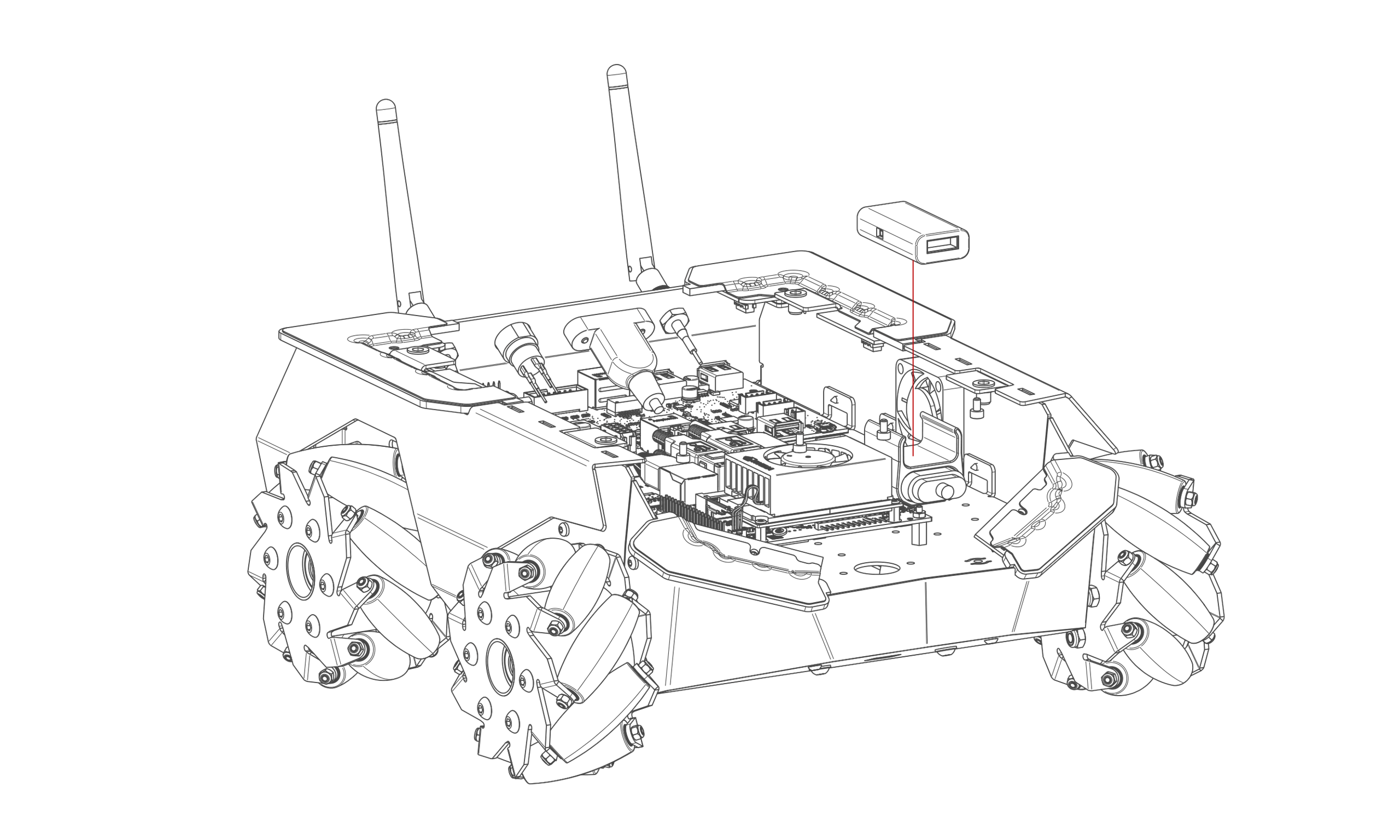 RPLIDAR USB Adapter inserted in its mount