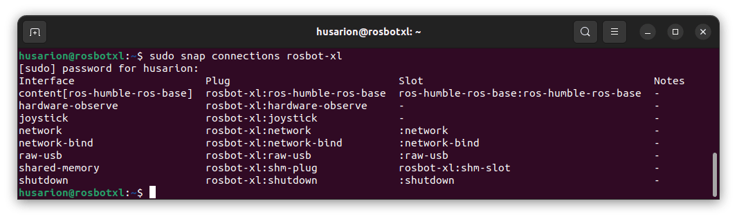 ROSbot XL snap interfaces
