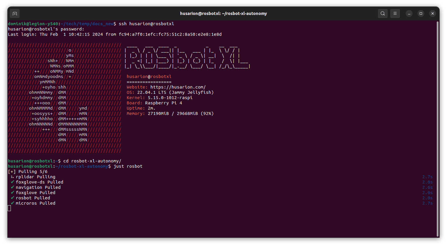 launching nav2 and Foxglove on ROSbot XL